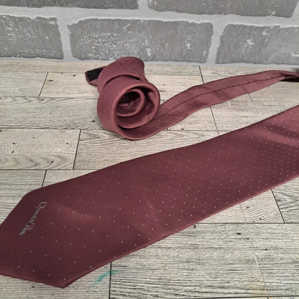 Vintage OSCAR DE LA RENTA Pink Polka Dot‎ Necktie Designer Tie 53